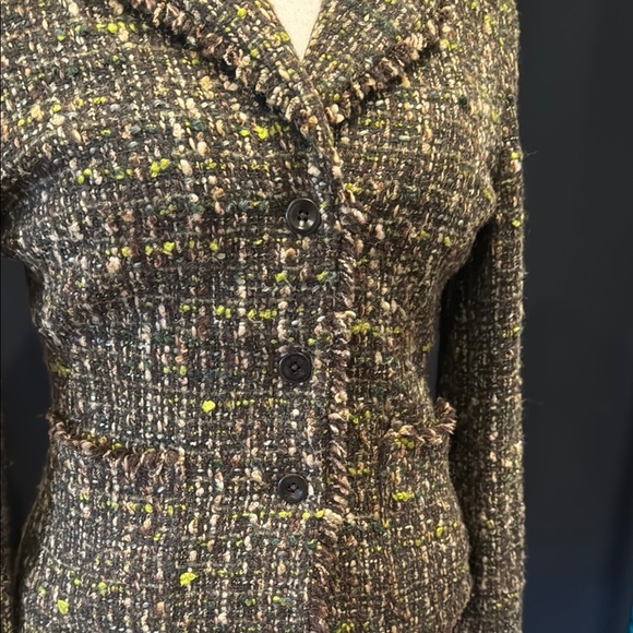 J Jill Brown and Green Blazer Structured Wool Blend - Picture 4 of 11